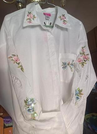 Новая шикарная блуза батист выншивка решелье размер  48-50-52