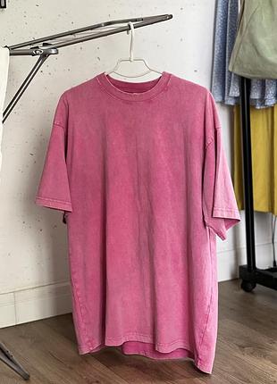 Футболка жіноча рожева виварена оверсайз
