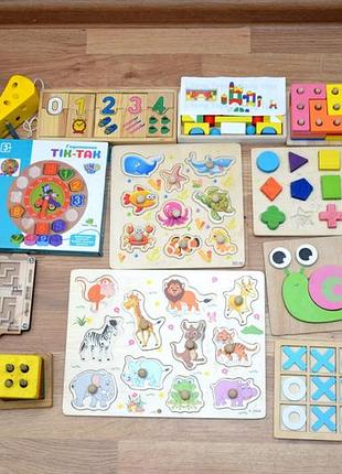 Деревянные развивающие игры и пазлы монтсори,джентга,cubika