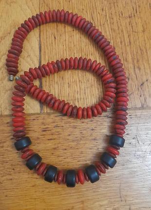 Винтажные бусы 66 см, керамика и шунгит.