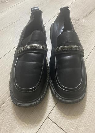 Балетки дофери туфлі жіночі чорні зручні