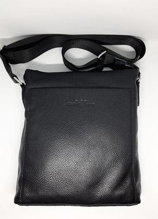 Чоловіча шкіряна сумка через плече armani брендова чорна барсетка армані стильний месенджер для документів