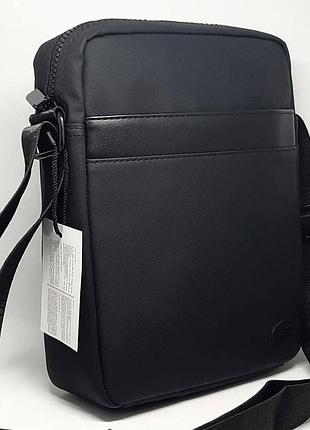 Брендова чоловіча сумка через плече lacoste красива прямокутна барсетка для чоловіка чорний месенджер