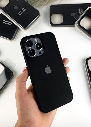 Силиконовый чехол на айфон 13 про c закрытым низом. silicone case for iphone 13 pro черный (18)