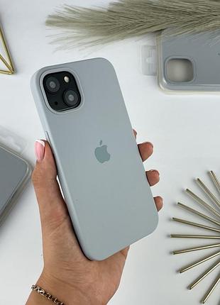 Силиконовый чехол на айфон 13 c закрытым низом | iphone 13 голубо-серый (26)