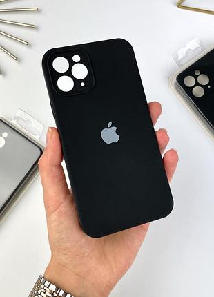 Силиконовый чехол на айфон 11 про с квадратными бортами | iphone 11 pro  черный (18)