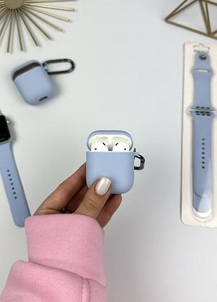 Силиконовый чехол для airpods 1/2  голубой (5)