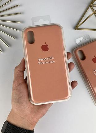 Силиконовый чехол на айфон х (10) с закрытым низом | iphone x / xs светло-оранжевый (27)