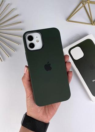 Чехол silicone case iphone 12 / 12 pro with magsafe темно-зеленый (54)