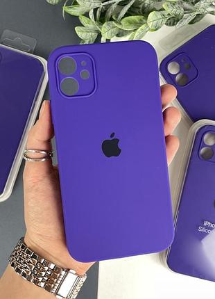 Чехол на айфон 11 с квадратными бортами. case for iphone 11 фиолетовый (43)
