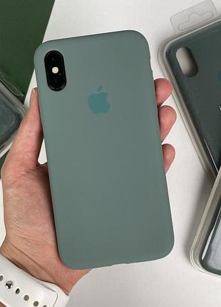 Силиконовый чехол на iphone xs max full с закрытым низом светло-зеленый (55)