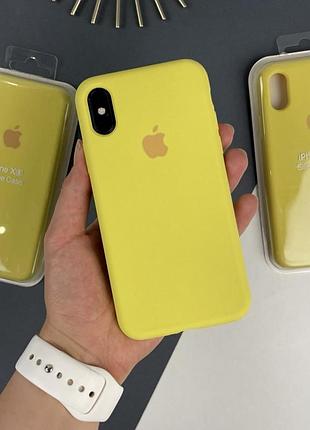 Силиконовый чехол на айфон х (10) с закрытым низом | iphone x / xs ярко-желтый (50)