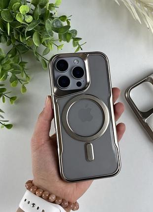 Чехол с magsafe для айфон 16 про. case for iphone 16 pro esthetic серый