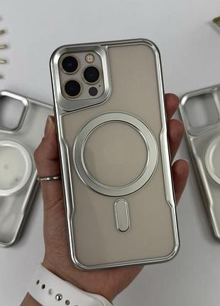 Чехол с magsafe для айфон 12 и 12 про. case for iphone 12 и 12 pro esthetic серебряный