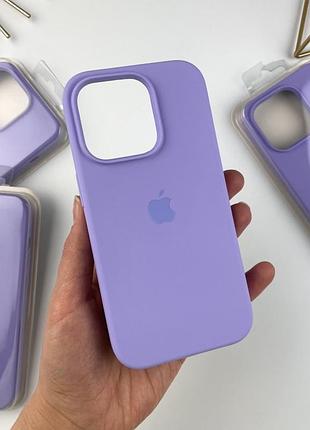 Силиконовый чехол на айфон 14 про макс c закрытым низом. silicone case for iphone 14 pro max лавандовый (39)