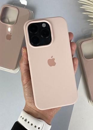 Силиконовый чехол на айфон 15 про макс c закрытым низом. silicon case  iphone 15 pro max бежевый (19)