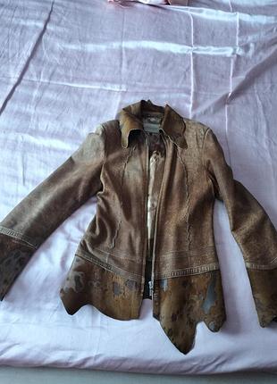 Куртка коричневая кожаная ржая