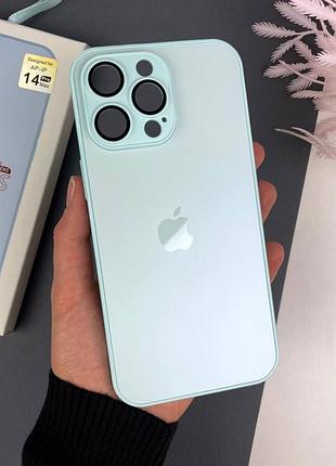 Glass case для iphone 14 pro max голубой 6