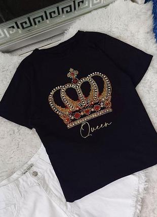 Футболка корона в стразах