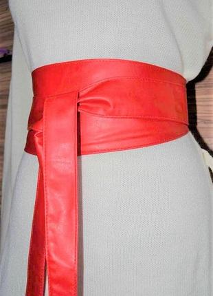 Жіночий пояс, широкий із натуральної шкіри, червоний