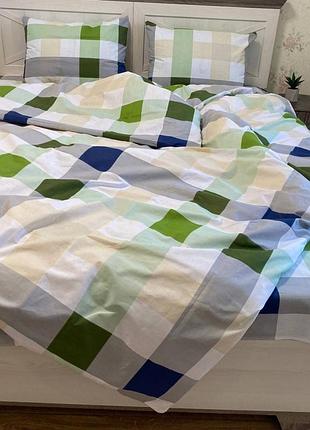 Постільна білизна євро зелена клітинка