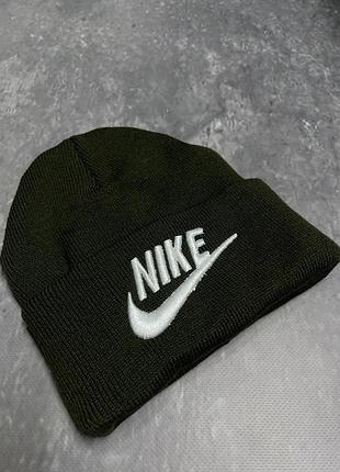 Шапка трикотаж nike хаки