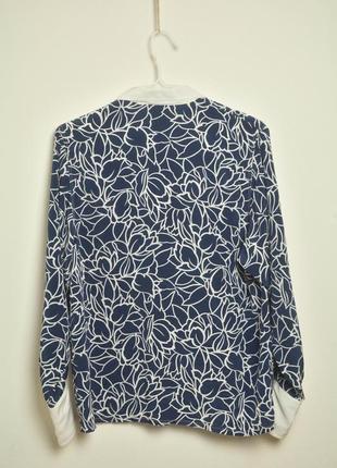 Винтажная двубортная блузка с манжетами и воротником узор блуза рубашка синий скидки 1+1=35 фото