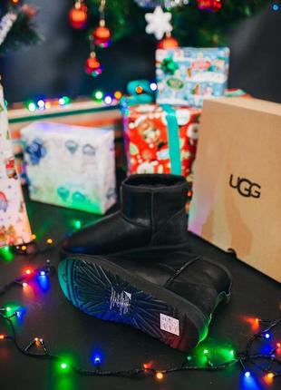 Ugg classic mini "black leather"🆕 шикарные женские угги 🆕 купить наложенный платёж2 фото