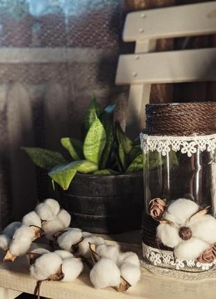 Банка, ваза, бутылка ручной работы, handmade с натуральным хлопком3 фото