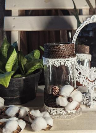 Банку, ваза, пляшка ручної роботи, handmade з натуральним бавовною4 фото