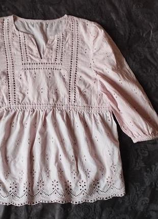 Блуза із прошви  рожева  топ футболка