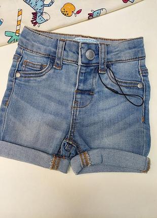 Джинсові шортики 0-3 місяці, 62 см
