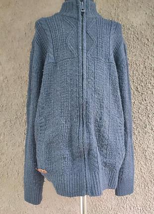 Теплая кофта на молнии для мальчика 8-12 лет. рост 140 -158 см. машинная вязка,шерсть.