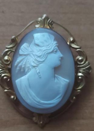 Камея rolled gold винтажная брошка