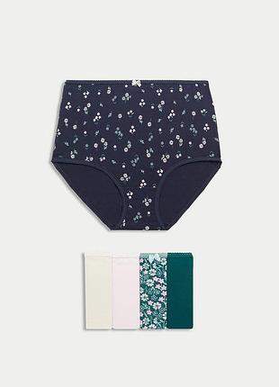 Набор женских трусов 5 штук marks & spencer хлопок р-р 20,22 full briefs трусы