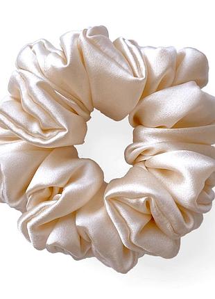 Молочная шелковая резинка скранч для волос ivory pearl "wide" by g.lvov