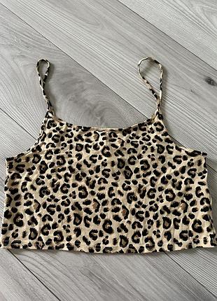 Леопардовий топ майка котоновий на бретелях