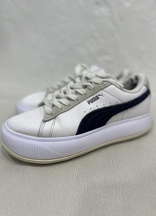 Оригінальні жіночі puma кросівки кеди з натуральної шкіри і замші білі