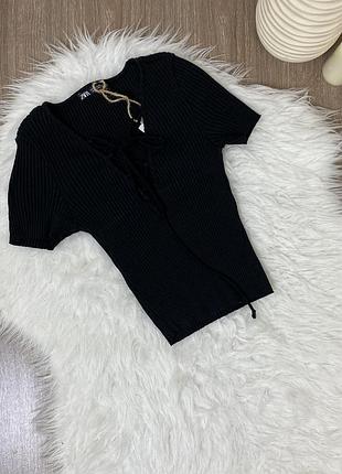 Футболка кроп топ в рубчик zara