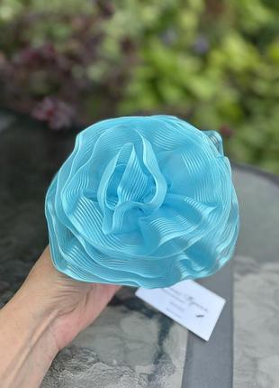 Брошка квітка блакитна з органзи - 16 см