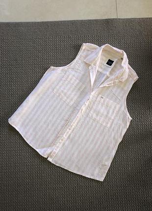 Срачка блуза рубашка з льону лляна льняная лён льна в полоску