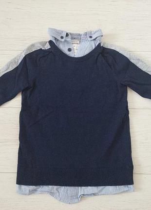 Детский свитер с имитацией рубашки 7-8 лет, на рост 122-128см (по бирке), маломерит