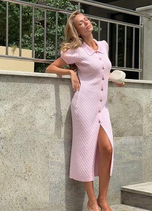 Вязанное платье на пуговицах пряжа хлопок