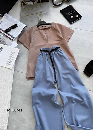 7️⃣5️⃣0️⃣грн костюм льняний жіночий брючний брюки+футболка