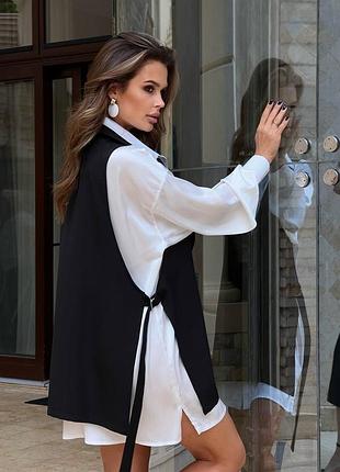 Жіночий класичний комплект рубашка і жилетка