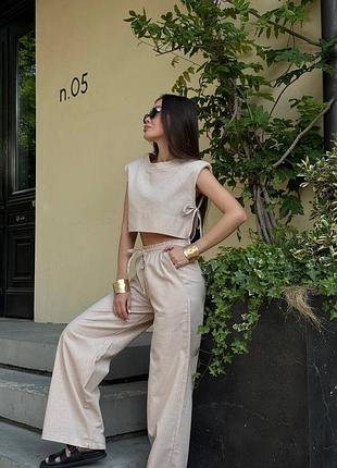 7️⃣0️⃣0️⃣грн костюм жіночий легкий брючний льняний