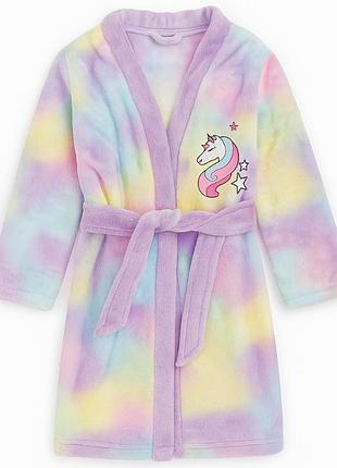 Халат для дівчинки disney з єдинорогом, м’який плюш без капюшона