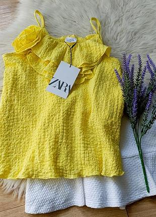 Текстурна майка на бретелях, оздоблена аплікацією-квіткою від zara 9-10 років (134-140 см)