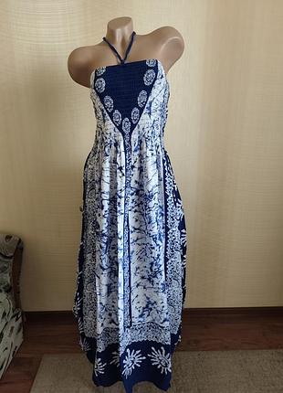 Длинный сарафан из натуральной ткани большого размера.