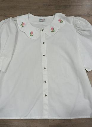 Рубашка с коротким рукавом винтаж с вышивкой
